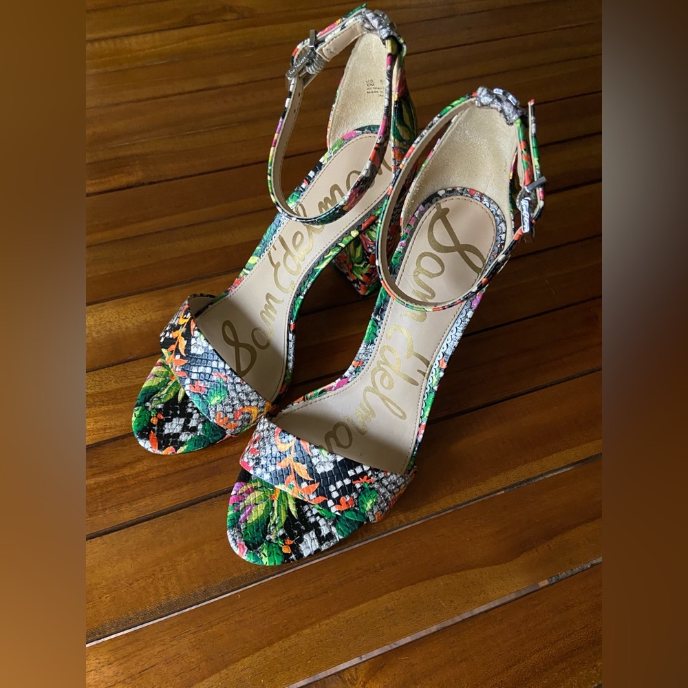 Sam Edelman Yaro-Strap Heel Floral Sandals - Picture 3 of 10
